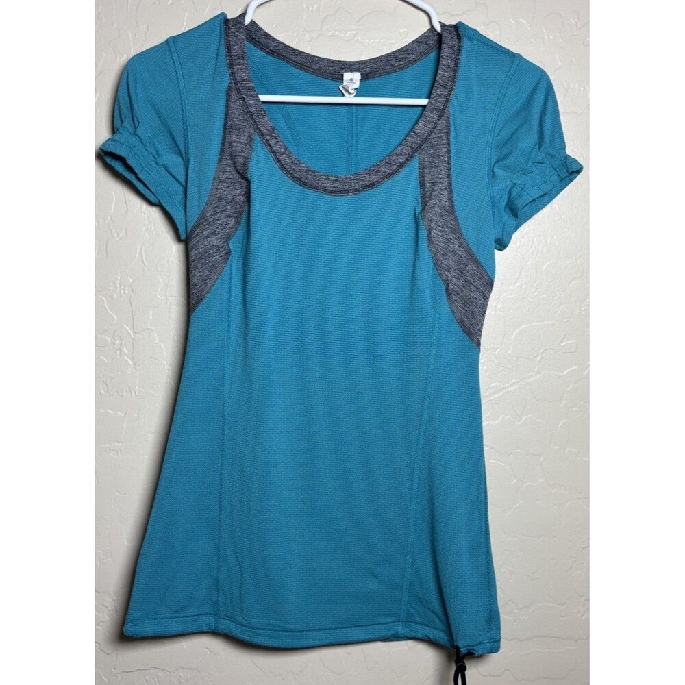 Lululemon Run: Revitalize Tech Short Sleeve Top - Teal Blue / Grey - Size 2